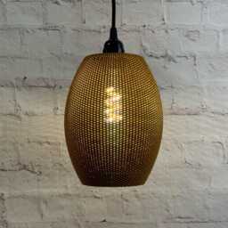 Classic Mesh Oval Pendant Lampshade - Various Colours 3D Printed Industrial Design Sustainable Lighting E27 Led Bulb Compatible - thumbnail 1