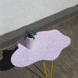Coffee Table, Terrazzo, Cloud, Side, Balcony On Metal Legs - thumbnail 3