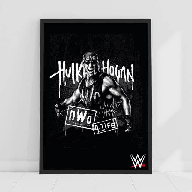 Wwe Print - Hulk Hogan Black & White Graphic Poster Wrestling Wall Art - image 1