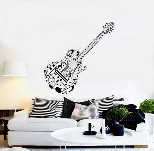 Wall Vinyl Music Guitar Made Of Notes Guaranteed Quality Decal Mural Art 1531Dz - image 1