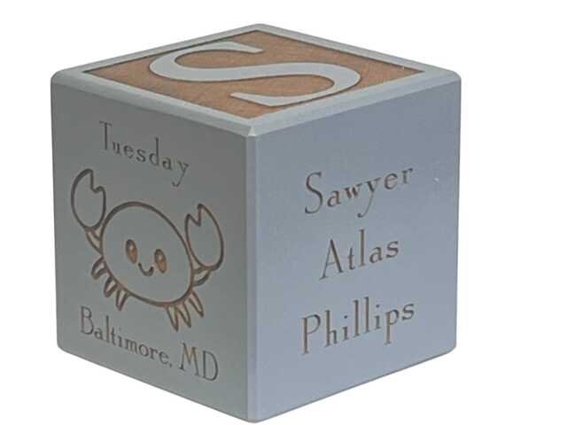 Baby Name Block - Custom Engraved Maple Keepsake Personalized Newborn Cube - image 1