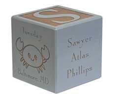 Baby Name Block - Custom Engraved Maple Keepsake Personalized Newborn Cube