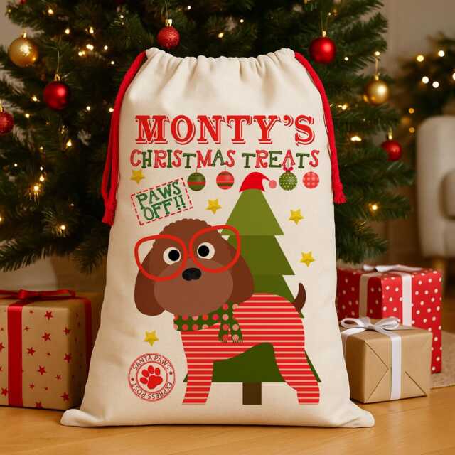 Personalised Tan Cockapoo Christmas Sack Dog Treat Stocking Xmas Puppy Present New Pup Gift Cockerpoo Ecds26 - image 1
