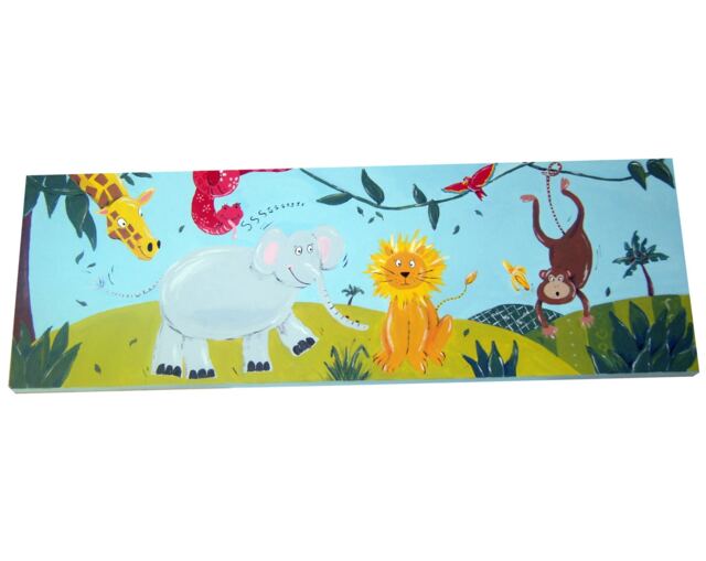 Jungle Animal Art, Painting On Canvas, Safari Decor, Kids Baby Boy Nursery, Original Art