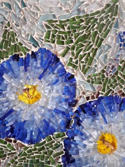 Small Floral Glass Mosaic Picture Original Wall Art - 15cm X 18cm - image 1