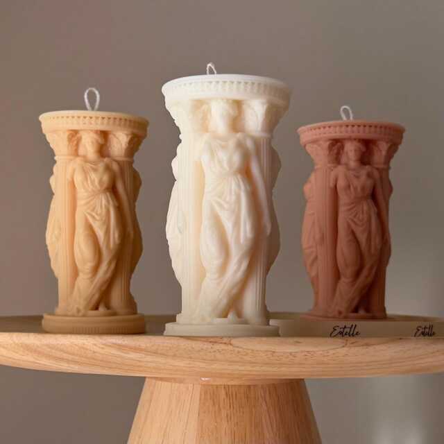 Caryatid Greek Column Soy Candle Handmade Home Decor - image 1