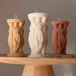 Caryatid Greek Column Soy Candle Handmade Home Decor - thumbnail 1