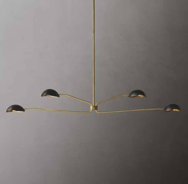 1950's Mid Century Antique Brass Black Orb Sputnik Italian Ceiling Vintage Chandelier 2 Tier Curved 4 Arms Starburst Light Fixture - image 1