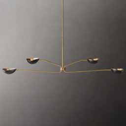 1950's Mid Century Antique Brass Black Orb Sputnik Italian Ceiling Vintage Chandelier 2 Tier Curved 4 Arms Starburst Light Fixture - thumbnail 2