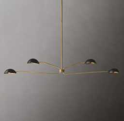 1950's Mid Century Antique Brass Black Orb Sputnik Italian Ceiling Vintage Chandelier 2 Tier Curved 4 Arms Starburst Light Fixture - thumbnail 1
