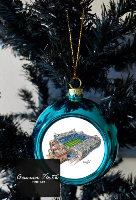 Stamford Bridge Drawing Inspired Christmas Bauble Design - Football Decoration Gifts Stadium Art Chels