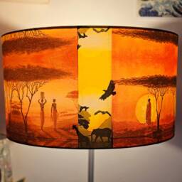 Handmade Africa Sunset Lampshade Decoupage Orange Design - thumbnail 2