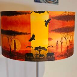 Handmade Africa Sunset Lampshade Decoupage Orange Design - thumbnail 3