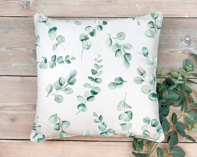 Eucalyptus Leaf Cushion , Botanical Plant Pillow Greenery Foliage Room Decor Home - image 1