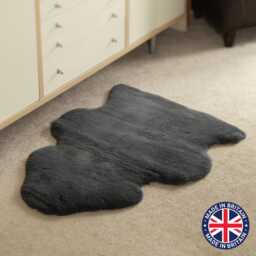 British Slate Grey Shorn Clipped Sheepskin Rug Hide Luxury Super Soft Chair Pram Liner
