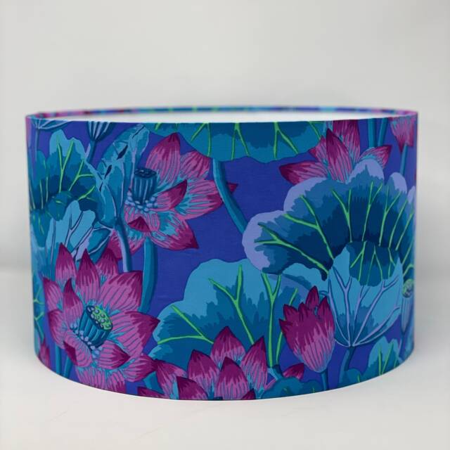 Kaffe Fassett Lake Blossoms Blue Drum Lampshade - image 1