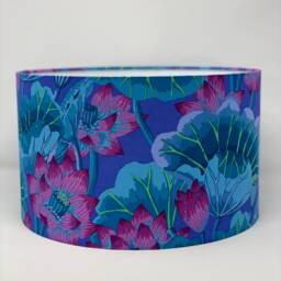 Kaffe Fassett Lake Blossoms Blue Drum Lampshade - thumbnail 1