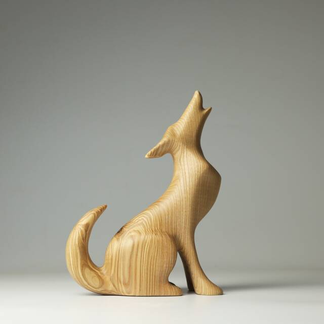 Wooden Wolf Sculpture - 2 - image 1