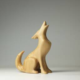 Wooden Wolf Sculpture - 2 - thumbnail 2