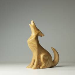 Wooden Wolf Sculpture - 2 - thumbnail 3