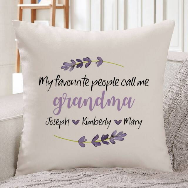 My Favourite People Call Me Grandma Cushion/Personalised Gift With Grandchildren's Names Nanny, Granny, Nana, Mimmy Personalized