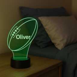 Custom Rugby Ball Led Night Light - Personalised Name Lamp, Kids Bedroom Decor - thumbnail 3
