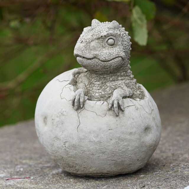 Dinosaur in Egg Shell Carnotaurus Stone Statue - Outdoor Garden Ornament Decor - image 1