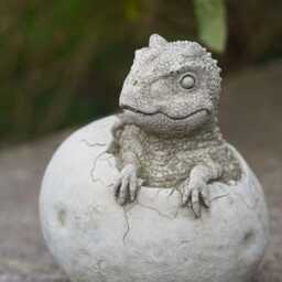 Dinosaur in Egg Shell Carnotaurus Stone Statue - Outdoor Garden Ornament Decor - thumbnail 2