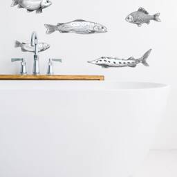 Fish Stickers - Bathroom Decor Thevinylcreations Decals Wall Art Marine Vinyl Decal Home Gifts - thumbnail 3