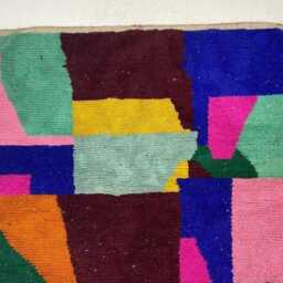 Handmade Beni Ourain Wool Rug Colorful Geometric Berber Carpet - thumbnail 3