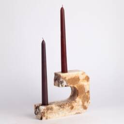 Handmade Travertine Candlestick Holder Set Unique Stone Decor - 5 Pcs - thumbnail 2