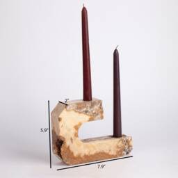 Handmade Travertine Candlestick Holder Set Unique Stone Decor - 5 Pcs - thumbnail 3