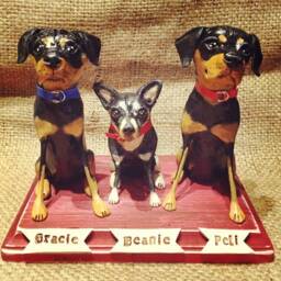 Customize Your Pets Three Dogs Folk Art Sculpture Based On Photos - thumbnail 1