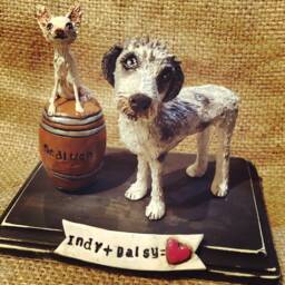Customize Your Pets Three Dogs Folk Art Sculpture Based On Photos - thumbnail 2