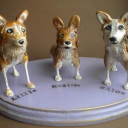 Customize Your Pets Three Dogs Folk Art Sculpture Based On Photos - thumbnail 3