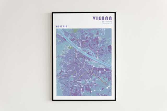 Vienna Travel Map Poster - Different Sizes & Frame Options Austria Wall Art - image 1