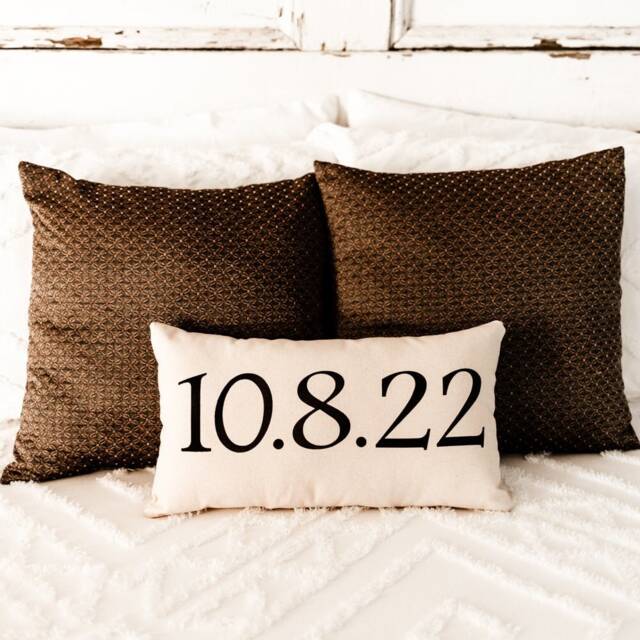 Personalized Wedding Date Pillow, Anniversary Gift - image 1