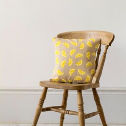 Lemons Fruity Yellow Screen Printed Linen Cushion Pillow - thumbnail 2