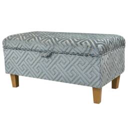 Handmade Luxe Blue Slate Meander 70cm Storage Ottoman - Extravaganza Fabric Bespoke British Made