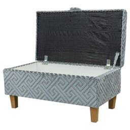 Handmade Luxe Blue Slate Meander 70cm Storage Ottoman - Extravaganza Fabric Bespoke British Made - thumbnail 2