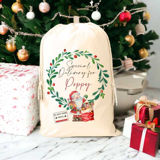 Personalized Santa Claus Christmas Sack Large Cotton Toy Sack - image 1