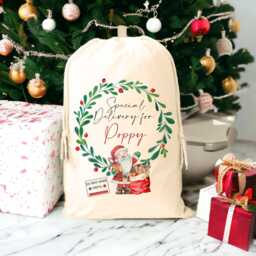 Personalized Santa Claus Christmas Sack Large Cotton Toy Sack - thumbnail 1