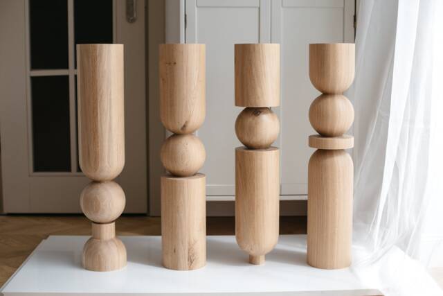 Handmade Turned Wood Table Legs - Baltic Birch, Ash, Oak Set Of 4 - image 1
