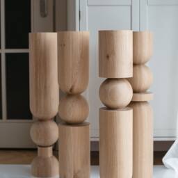 Handmade Turned Wood Table Legs - Baltic Birch, Ash, Oak Set Of 4 - thumbnail 3