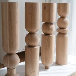 Handmade Turned Wood Table Legs - Baltic Birch, Ash, Oak Set Of 4 - thumbnail 2