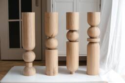 Handmade Turned Wood Table Legs - Baltic Birch, Ash, Oak Set Of 4 - thumbnail 1