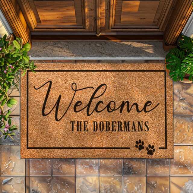 Custom Doormat With Dog Paw - Family Gift Personalized Name Owner Gifts - image 1