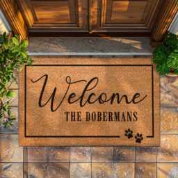 Custom Doormat With Dog Paw - Family Gift Personalized Name Owner Gifts - thumbnail 1