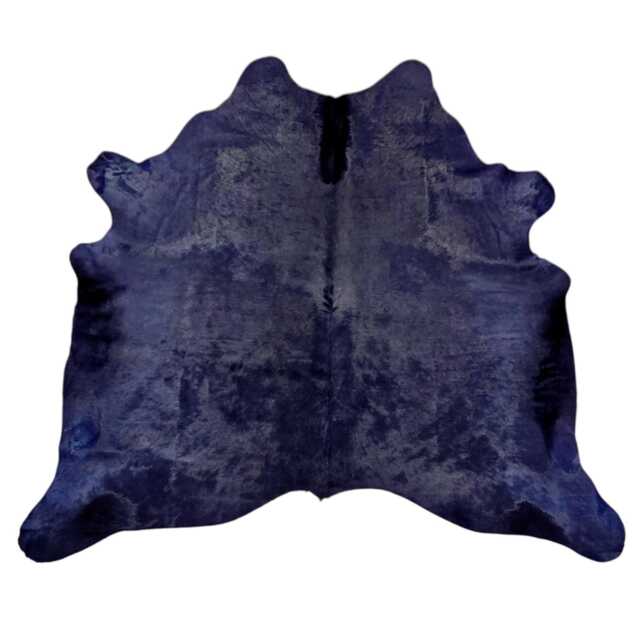 Navy Blue Dyed Genuine Cowhide Rug - Dark Tone Unique Hair On Hide - image 1