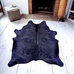 Navy Blue Dyed Genuine Cowhide Rug - Dark Tone Unique Hair On Hide - thumbnail 3